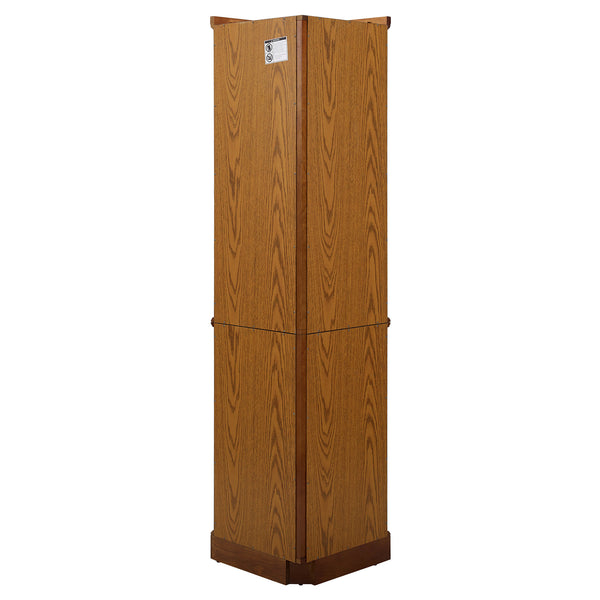 English Elm 6 Shelf Lighted Corner Curio Cabinet with Adjustable Tempered Glass Shelves, Acrylic Mirror Back, Solid Wood Frame Oak W1693P170925