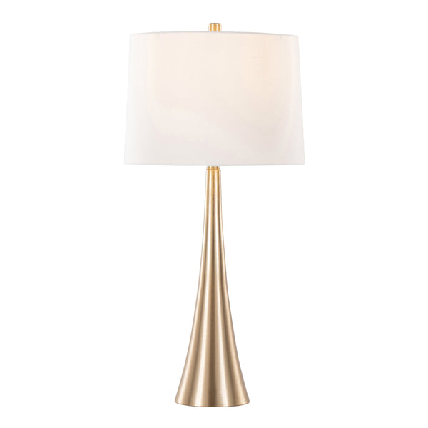 English Elm Diana Gold 29" Contemporary Table Lamp Set of 2 with White Linen Shades, 3-Way Switch, Modern Flair B202P224109