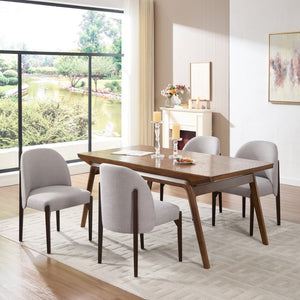 English Elm Wooden Wingback Dining Chairs Upholstered Farmhouse Modern Set with Lumbar Support Grey W3244P429256