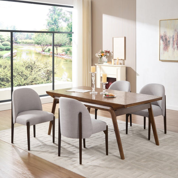 English Elm Wooden Wingback Dining Chairs Upholstered Farmhouse Modern Set with Lumbar Support Grey W3244P429256
