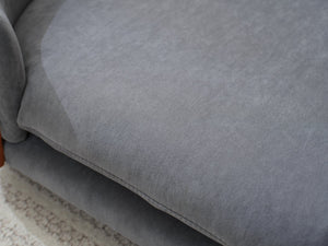 English Elm Scandinavian Mid-century Pet Sofa with Walnut Bentwood Back and Navy Velvet Cushion Dark Grey W794125938
