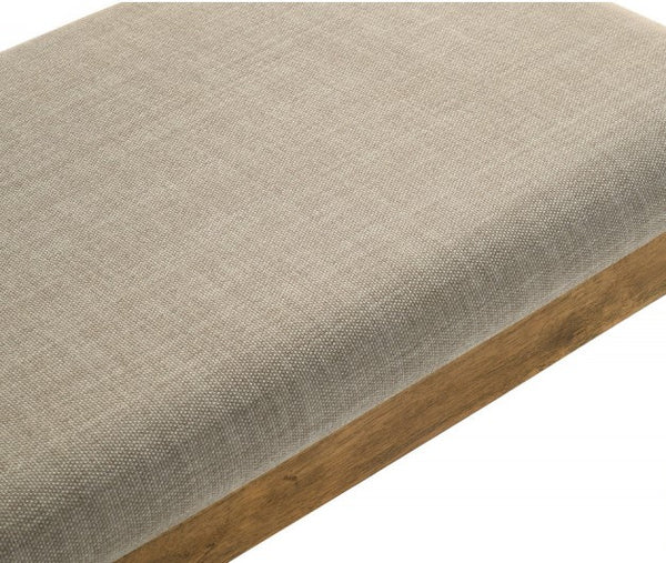 English Elm Antique Solid Oak Dining Bench with Cushion, 47" Rustic Farmhouse Seating for Kitchen, Entryway B011P375257