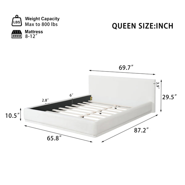 English Elm Christopher Knight Home® - Soft Upholstered Queen Bed – Elegant White Design With Padded Headboard For Ultimate Comfort & Support N769P293477A
