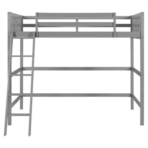 English Elm Loft Bed with Built-in Slide Solid Pine Twin Frame for Kids Bedroom Play Gray N708P360090E
