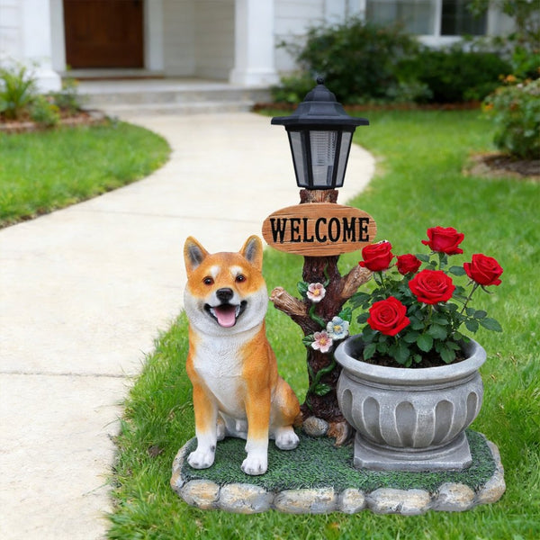 English Elm Sitting Corgi Resin Planter Sculpture Whimsical Porch Garden Decor with Succulent Cavity W5398P464247