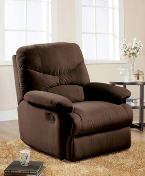 English Elm Arcadia Chocolate Microfiber Motion Recliner with Wood Frame, 220lb Capacity, Plush Comfort & Style B2726P293225