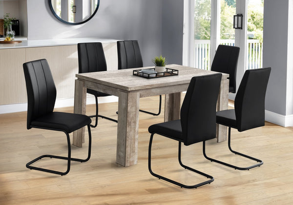 English Elm Dining Table Taupe 60" Reclaimed Wood Look Rectangular Seating for 6 Thick Block Legs Modern Durable Stylish B2710P286987