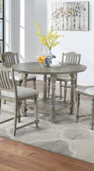 English Elm Light Column-Base Dining Table 78"x42" Acacia Veneer Rectangle Seats Six Modern Elegant Finish LIGHT GREY 59 L x 59 W x 9 H B011P193975