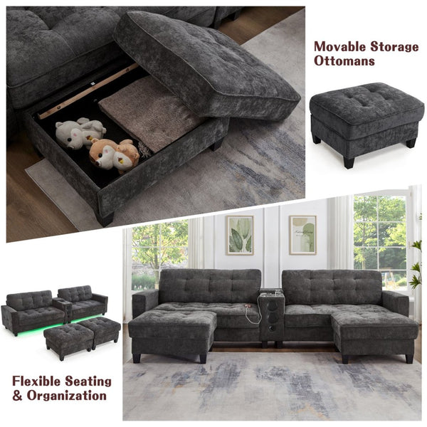 English Elm Swivel Barrel Accent Chair Chenille Tufted Round Club Seat for Living Room Lounge Grey N719S002290E