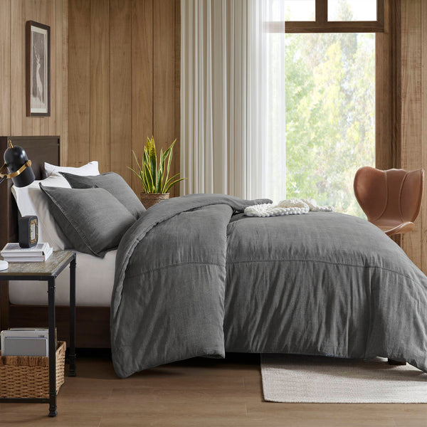 English Elm 3PCS King Comforter Set – Plush Washed Microfiber Comforter & Shams, Hypoallergenic 100% Poly Fill Luxury Grey 12 L x 10 W x 8.5 H B035P341123