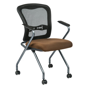 OSP Home Furnishings Deluxe Nesting Armchair with Mesh Back Lumbar Support for Office or Meeting Rooms 84440-232