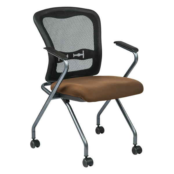 OSP Home Furnishings Deluxe Nesting Armchair with Mesh Back Lumbar Support for Office or Meeting Rooms 84440-232