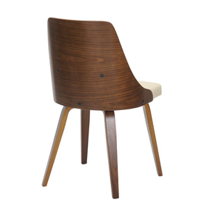 English Elm Anabelle Mid-Century Modern Dining Chair Set of 2 — Walnut Bent Wood Frame with Faux Leather Upholstery, Padded Comfort Cream B202S01165