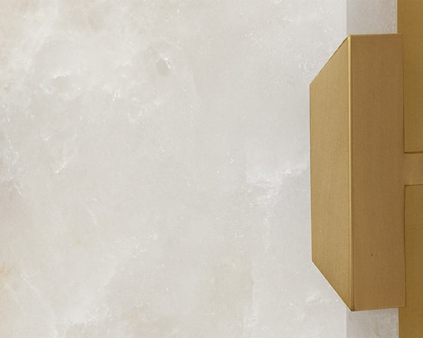 Sunpan Rovira Table Sconce - Hand Carved Alabaster & Brushed Gold Iron Base for Soft Ambient Glow