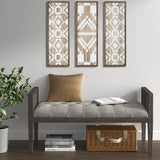 Madison Park Natural Mandal Transitional Two-tone Geometric 3-piece Wood Wall Decor Set MP167-0098 Natural