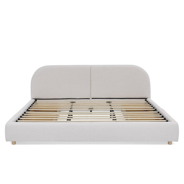 English Elm King Upholstered Storage Bed Curved Headboard Circle Yarn Fabric Modern Minimalist Frame Beige W487S00473
