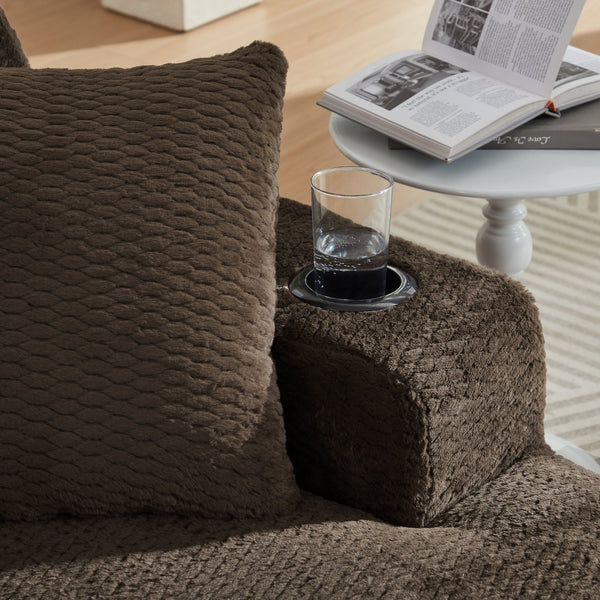 English Elm Oversized Chaise Lounge Chair with Plush Faux Fur Upholstery, Ergonomic Pocket-Spring Comfort, No Assembly Required Dark Brown W2339P360515