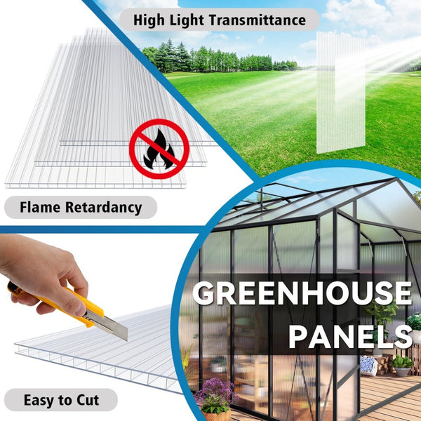 English Elm 6 Twin Wall Polycarbonate Greenhouse Panels Uv Blocking Thermal Insulated Roofing W3213P458668