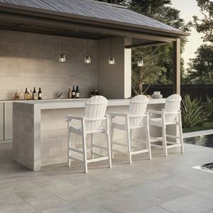 English Elm All-weather Hdpe Outdoor Bar Height Adirondack Chair with Armrests and Cup Holder White W3566P456544
