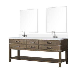 English Elm Grey Oak Double Bath Vanity With Cultured Marble Top, Chrome Faucets & 36” Mirrors For Modern Style B2731S01913