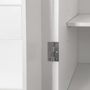 English Elm Kitchen Pantry Hutch Cabinet with Microwave Stand, Spacious Buffet Sideboard for Organized Kitchens White W331P309438