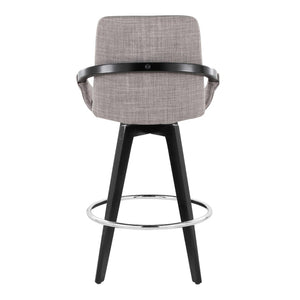English Elm Fixed-height Swivel Counter Stools with Faux Leather Seats and Chrome Footrest Set of 2 B202S02149