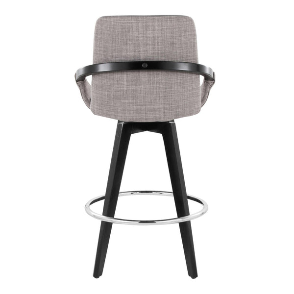 English Elm Fixed-height Swivel Counter Stools with Faux Leather Seats and Chrome Footrest Set of 2 B202S02149