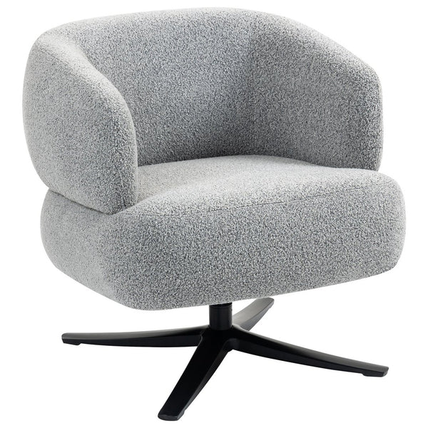 English Elm Cuddle-style linen swivel chair with 360° rotation, wrap-around cradle design for cozy compact spaces Antique Grey W3248P354261