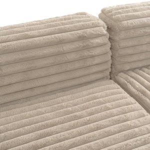 English Elm 110" Cloud Sectional Sofa Upholstered with Ultra-Soft Faux Rabbit Fur, Modular L-Shape Comfort and Easy Care Light Coffee N719S001820D