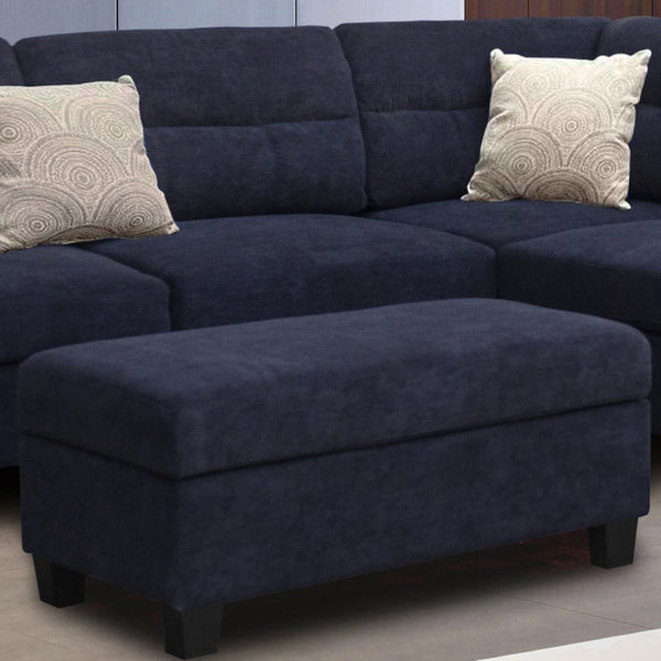 English Elm Domenico Tufted Sectional Sofa with Chaise Storage Ottoman and Pocket Coil Seats Black B2749S00166