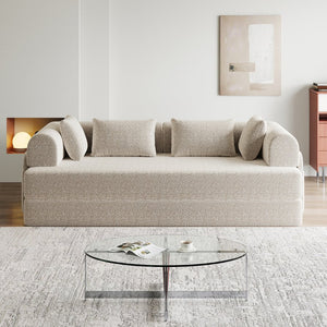 English Elm 78.7-Inch Convertible Sleeper Sofa Bed with Chenille Upholstery, Side Storage Pocket, No Assembly Required W834P380494