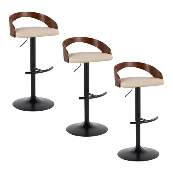 English Elm Adjustable Swivel Barstools Set of 3 Walnut Faux Leather Counter Height Kitchen B202S02026