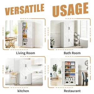 English Elm White Powder-coated Steel Pantry Cabinet with Adjustable Shelves for Kitchen or Bath T2398P413027