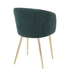 English Elm Lindsey Velvet Dining Chair in Green with Gold Metal Frame — Tufted Bucket Seat, Glam Contemporary Design B202P223587