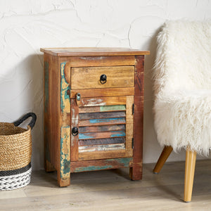 English Elm Christopher Knight Home® - SIDE Wooden Side Table with Drawer & Cabinet, Handcrafted Recycled Wood, Boho Distressed Metal Accents 66415.00