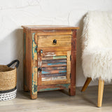 Christopher Knight Home® - Noble House - Laveer Boho Handcrafted Wooden Side Table with Drawer, Distressed Paint