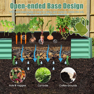 English Elm 6x3x1ft Galvanized Raised Garden Bed — Heavy-Duty Rust-Resistant Steel Planter with Open Base, Safe Edges and Support Rods for Effortless Vegetable, Flower & Herb Gardening Green W1859P197893