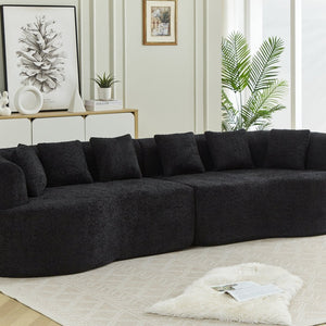 English Elm Curved Chenille Sectional Sofa Oversized Four Seat Cloud Foam Living Room Lounge W3505P355584