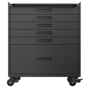 English Elm 34.3" Rolling Steel Tool Cabinet with 3 Drawers Lockable Doors and Pegboard Side Panels T2398P442673