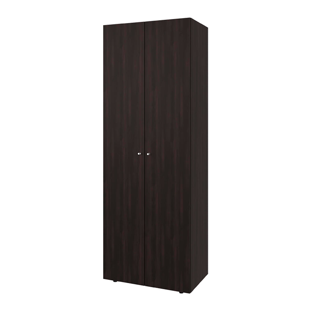 English Elm Armoire, Three-Door Engineered Wood Wardrobe in Walnut and Black Wengue with 3 Shelves for Organized Storage Multi 71.62 L x 20.08 W x 5.12 H B097P369452