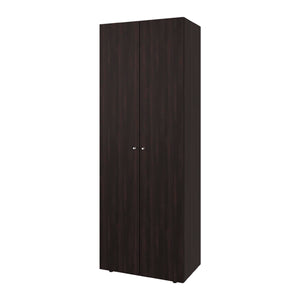 English Elm Armoire, Three-Door Engineered Wood Wardrobe in Walnut and Black Wengue with 3 Shelves for Organized Storage Multi 71.62 L x 20.08 W x 5.12 H B097P369452