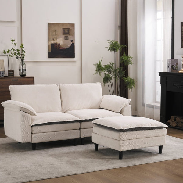 English Elm 70.87" Chenille Modular Cloud Sectional with Ottoman Deep Plush Seating for Living Rooms W5029S00001