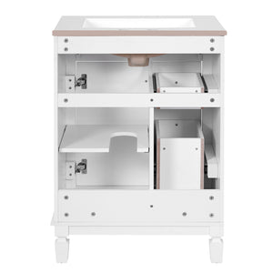 English Elm 24" Bathroom Vanity With Ceramic Sink - Elegant Modern Design, 2 Soft-Close Drawers, Adjustable Shelf N710P318990K
