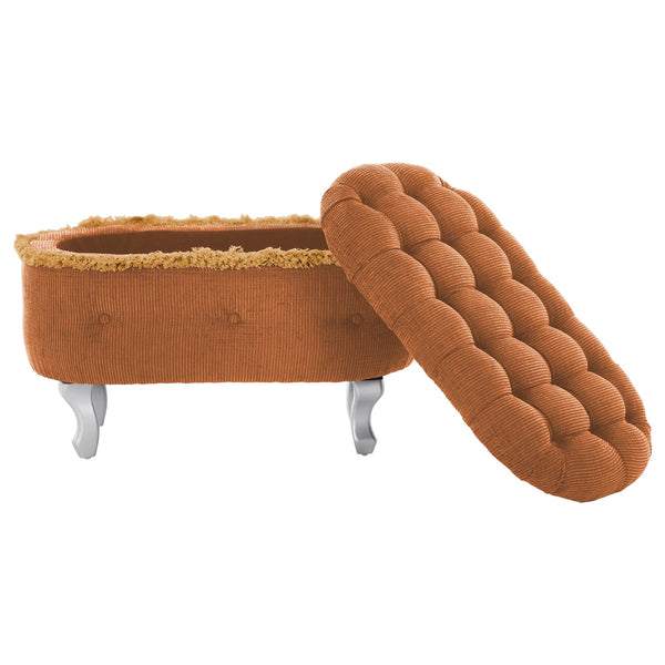 English Elm Christopher Knight Home® - 29.5'' Storage Bench with Button-Tufted Fabric, Tassel-Trim Ottoman with Hidden Compartment for Bedroom Orange 30.25 L x 18.5 W x 14 H N761P335817G