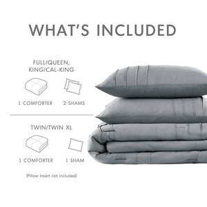 English Elm 2-piece Pintuck Pleated Microfiber Comforter Set Hotel Inspired Soft Twin Bedding B035P463226