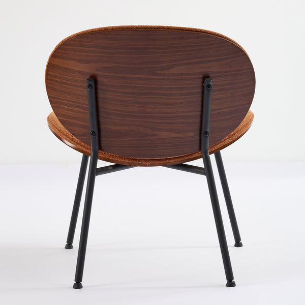 English Elm Mid-Century Shell Chair with Wood Grain Veneer, Curved Wide Seat, Metal-Wood Frame Holds 330+ lbs Orange W1143P214258