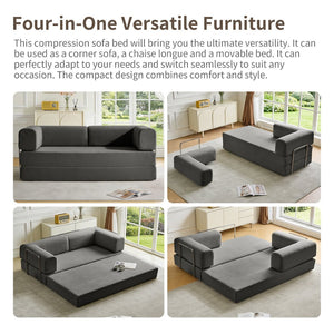 English Elm Cloud Corduroy Tri-fold Futon Sofa Converts to Bed for Dorms and Small Spaces W1765P295042
