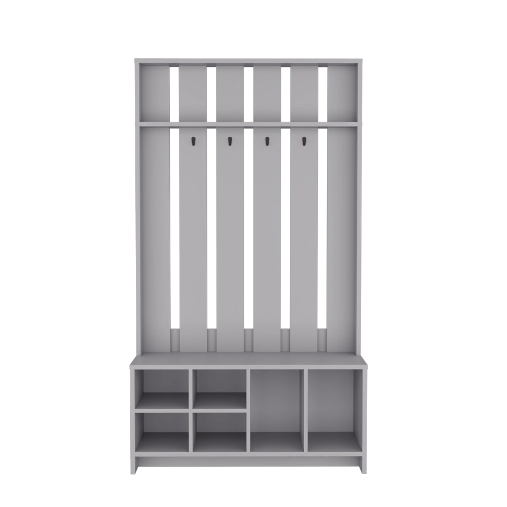 English Elm Hall Tree Murphy Smoke Concrete Gray Entryway Organizer with 4 Shelves, 2 Compartments & Hooks for Coats Bags Shoes Durable Engineered Wood Modern Space-Saving Design B092S00267