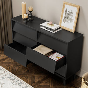 English Elm 6 Drawer Double Dresser with Vintage Bevel Design, Solid Wood Legs, Smooth Metal Runners, Sturdy Storage Organizer W578P170159