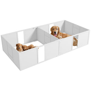 English Elm Pawhut Whelping Box With Washable Pad & Adjustable Door - Safe Space For Dogs & Puppies, 96" X 47" W2225P249986-GIGA
